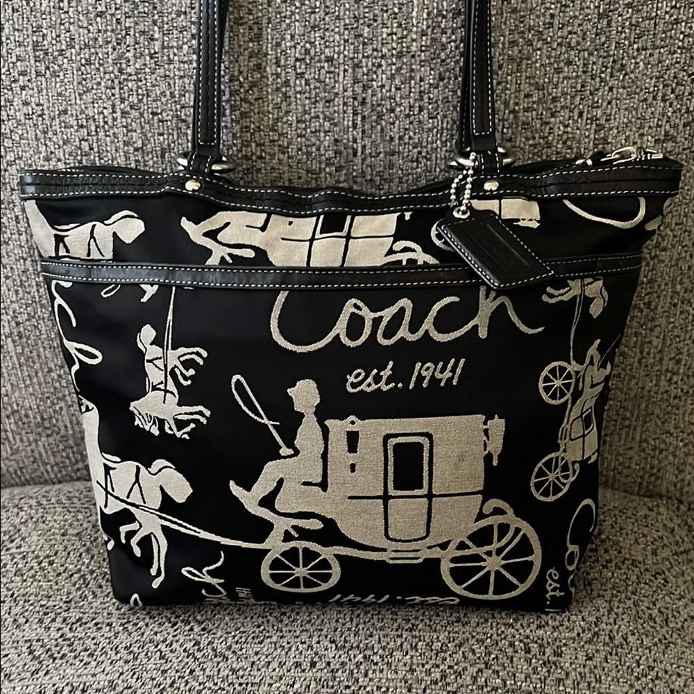 Coach Black and White Tote Bag